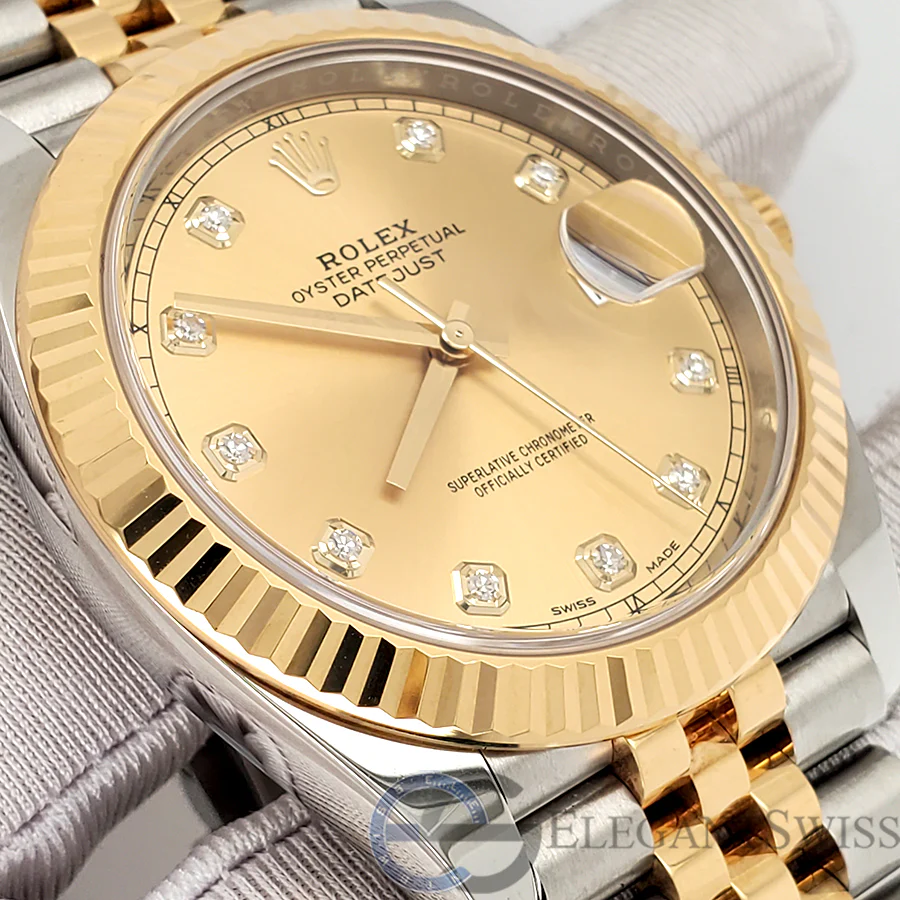Rolex Datejust 41 Champagne Diamond Dial Yellow Gold/Steel Jubilee Watch 126333 Box Papers - Image 3