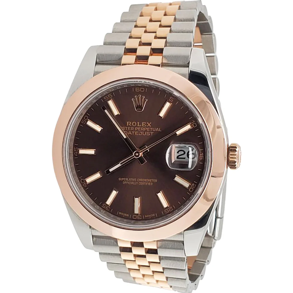 Rolex Datejust 41 Chocolate Dial Rose Gold Steel Jubilee Watch 126301 Box Papers
