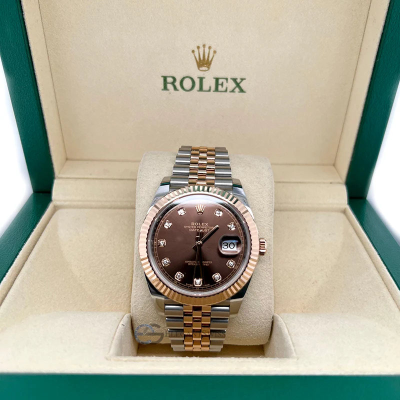Rolex Datejust 41 Factory Chocolate Diamond Dial Rose Gold Steel Watch 126331 Box Papers 2019 - Image 2