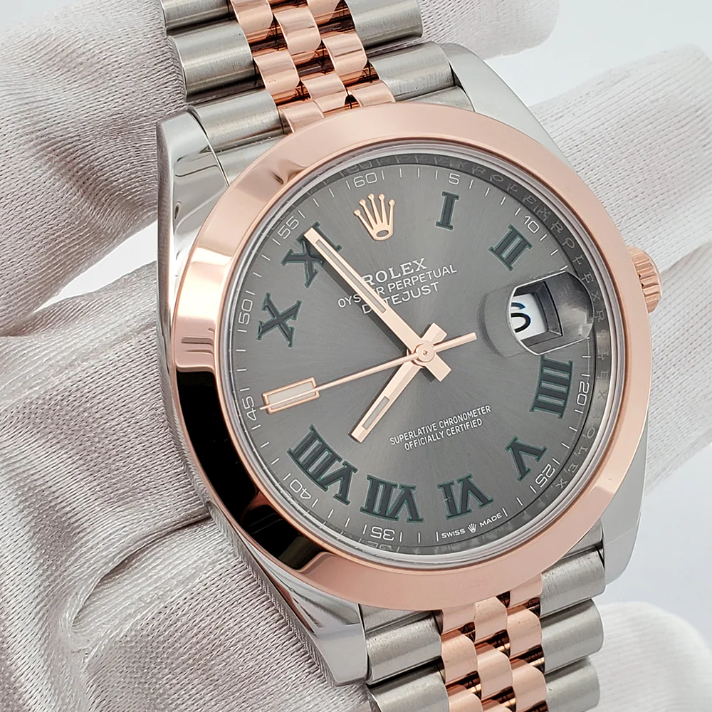 Rolex Datejust 41 Wimbledon Slate Dial Rose Gold/Steel Jubilee 126301 Watch 2022 Box Papers - Image 3