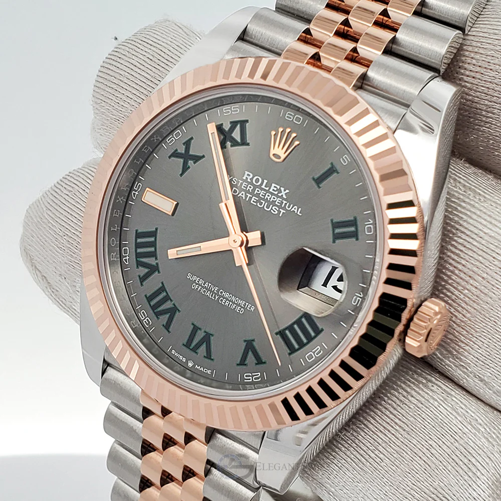 Rolex Datejust 41 Wimbledon Slate Dial 126331 Rose Gold Steel Jubilee Watch 2022 Box Papers