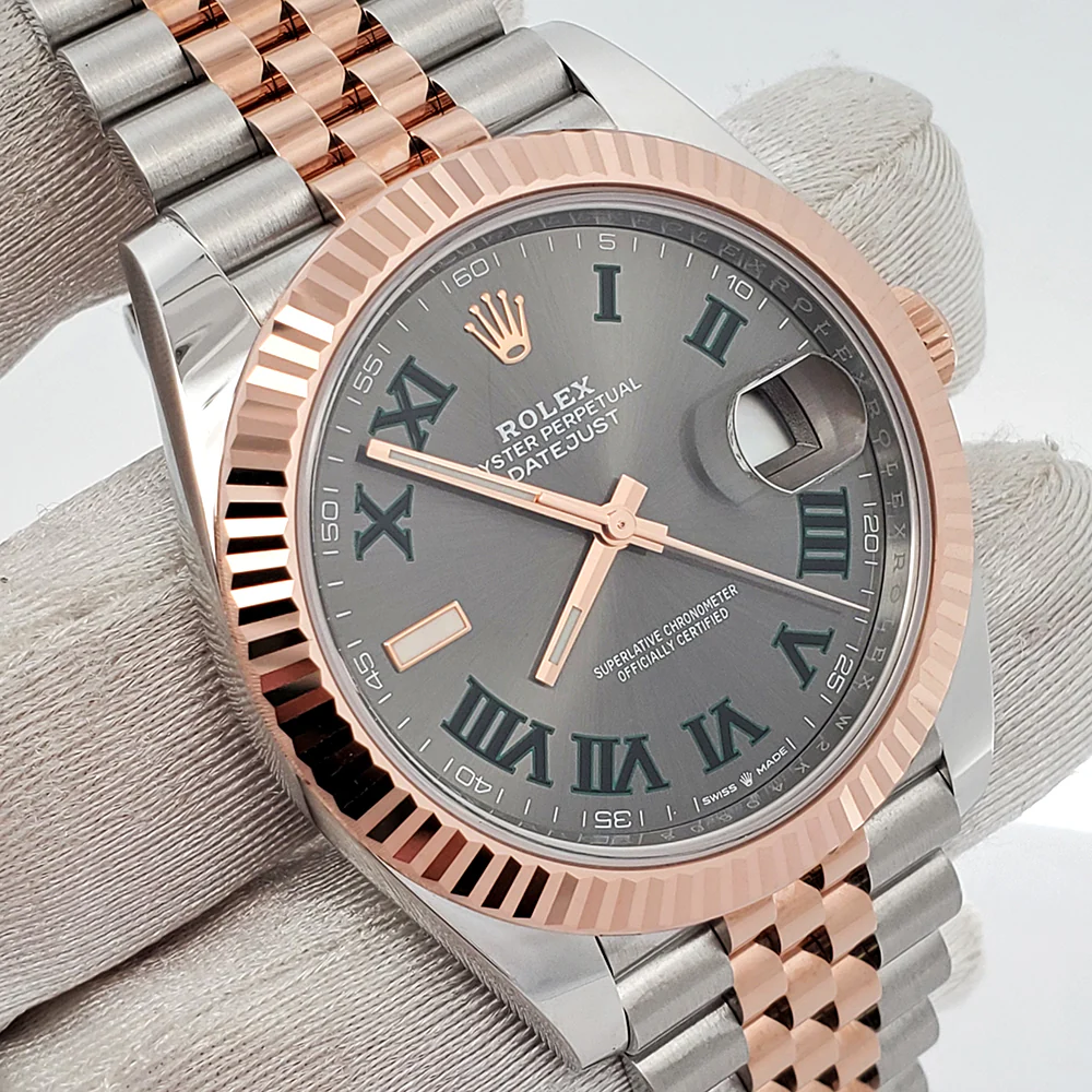 Rolex Datejust 41 Wimbledon Slate Dial 126331 Rose Gold Steel Jubilee Watch 2022 Box Papers - Image 2