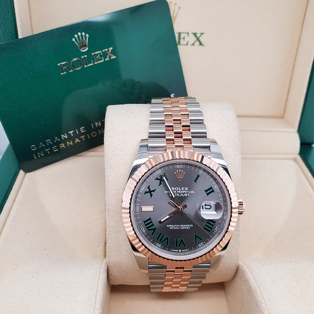 Rolex Datejust 41 Wimbledon Slate Dial 126331 Rose Gold Steel Jubilee Watch 2022 Box Papers - Image 3