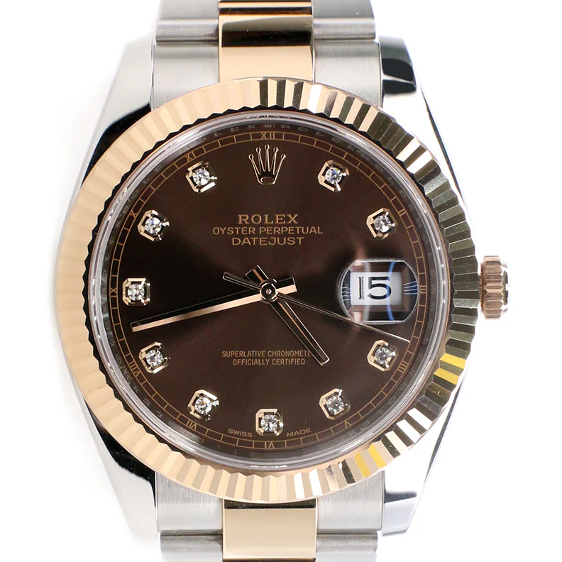 Rolex Datejust 41MM Factory Chocolate Diamond Dial 2-Tone Rose Gold/Steel Oyster Watch 126331 Box Papers - Image 2