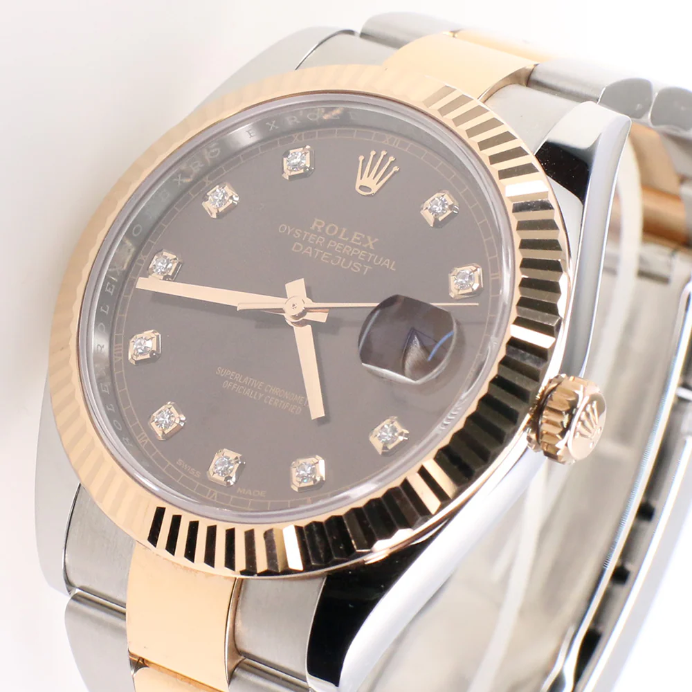 Rolex Datejust 41MM Factory Chocolate Diamond Dial 2-Tone Rose Gold/Steel Oyster Watch 126331 Box Papers - Image 3