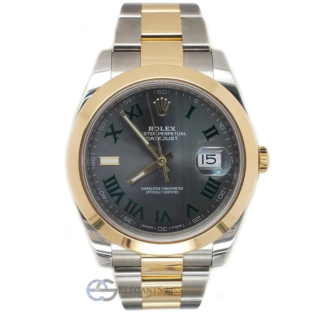 Rolex Datejust 41mm 2-tone Watch with Green Slate Wimbledon Dial, 2017 Box Papers 126303