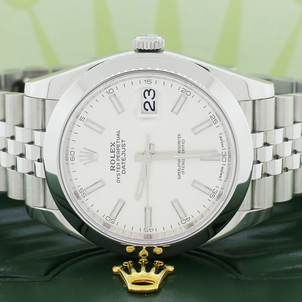 Rolex Datejust 41 Automatic SS Mens Jubilee Watch w/Silver Index/Smooth Bezel w/Box&Papers - Image 2