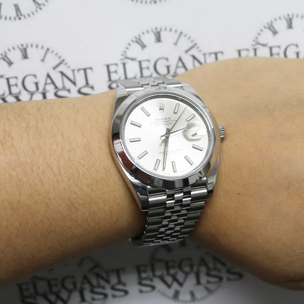 Rolex Datejust 41 Automatic SS Mens Jubilee Watch w/Silver Index/Smooth Bezel w/Box&Papers - Image 4