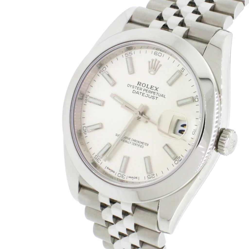 Rolex Datejust 41 Automatic SS Mens Jubilee Watch w/Silver Index/Smooth Bezel w/Box&Papers - Image 5