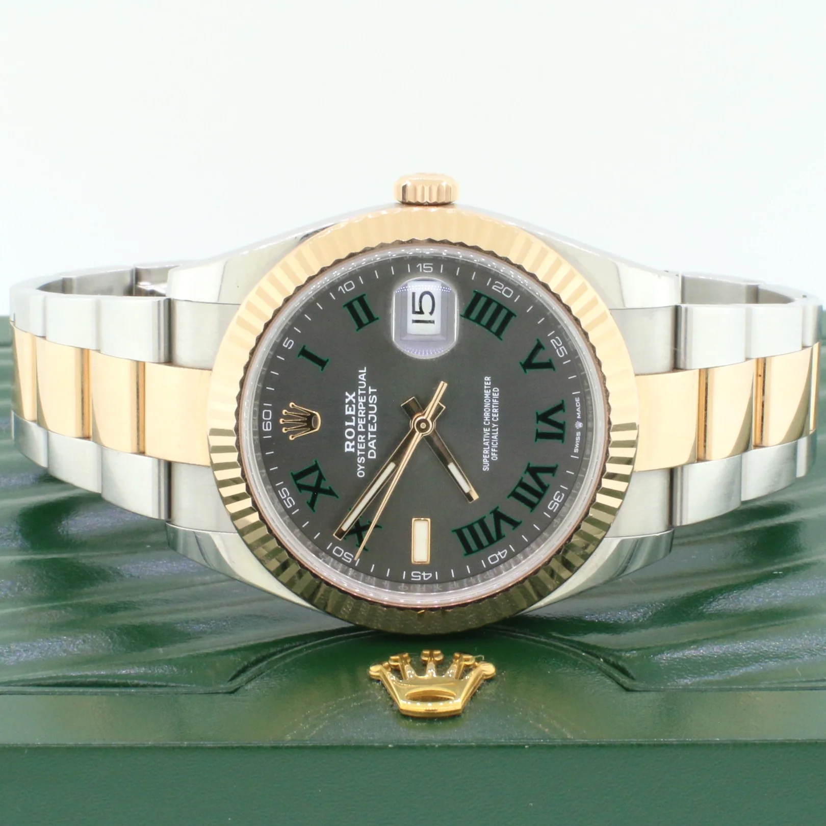 Rolex Datejust 41mm Everose Rolesor/Steel Slate Grey Green Roman Dial Watch 126331 - Image 2