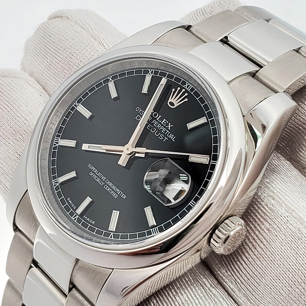 Rolex Datejust Black Index 36mm 116200 Steel Oyster Watch Box Papers - Image 3