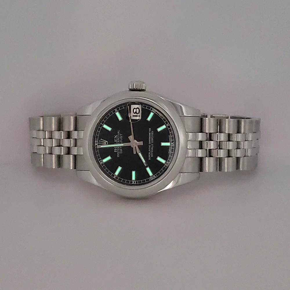 Rolex Datejust Black Index Steel Jubilee 31mm Watch 178240 Box Papers - Image 8
