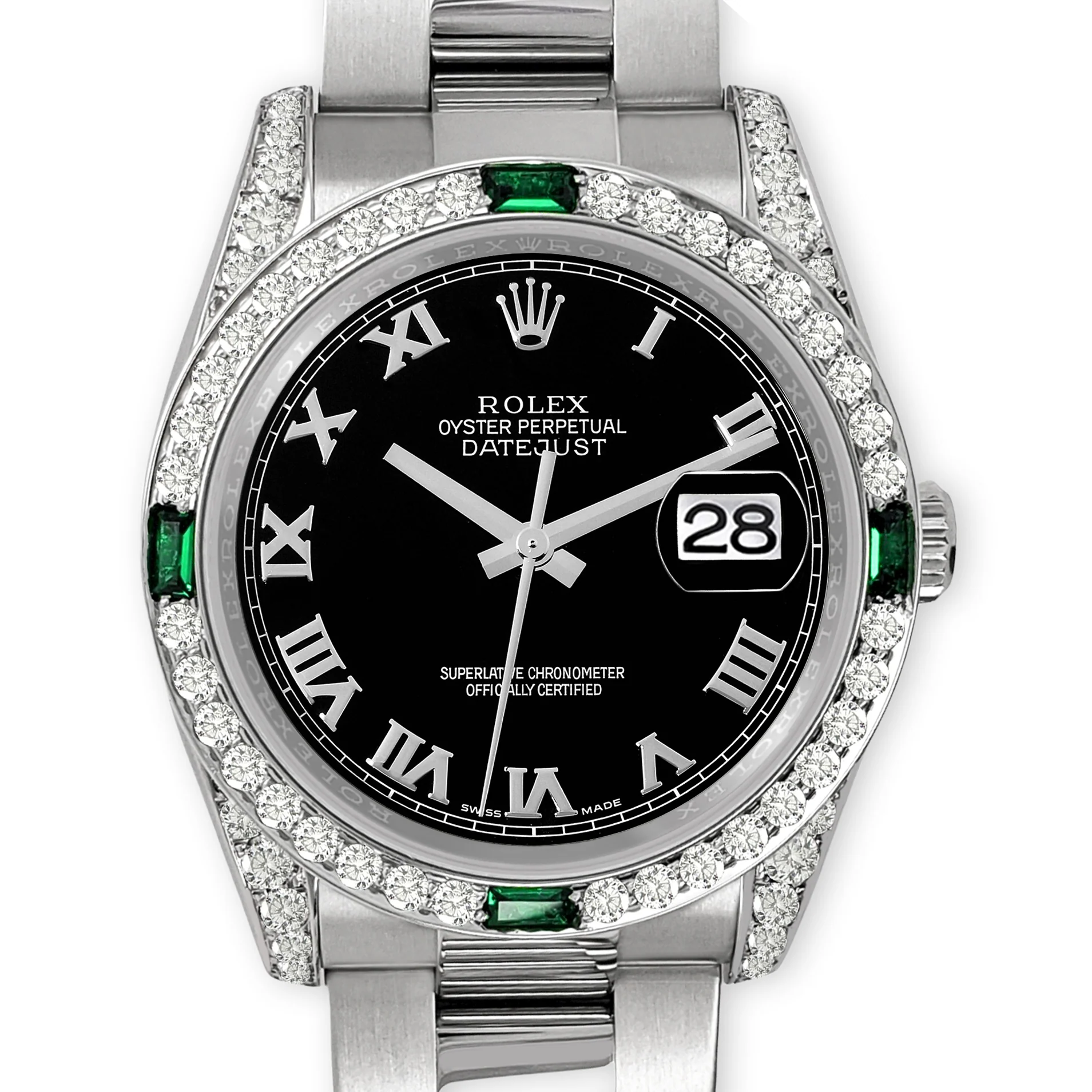 Rolex Datejust Black Roman Dial 36mm 2.5ct Diamond Bezel 116200 Steel Watch - Image 3