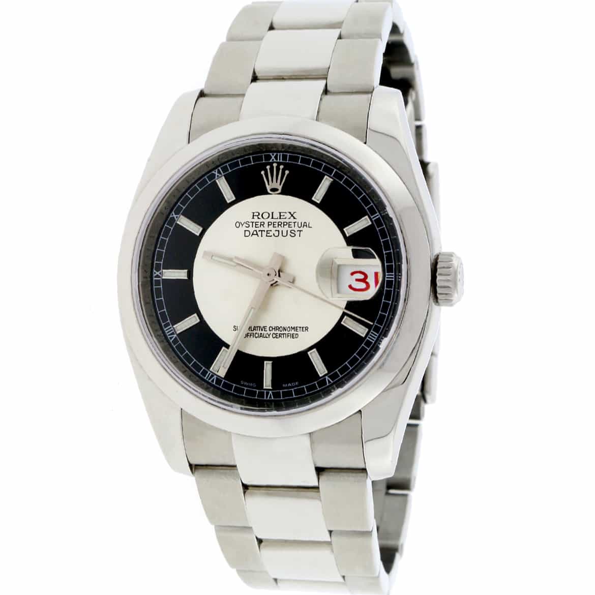 Rolex Datejust Black Tuxedo Dial 36MM Automatic Stainless Steel Oyster Mens Watch 116200
