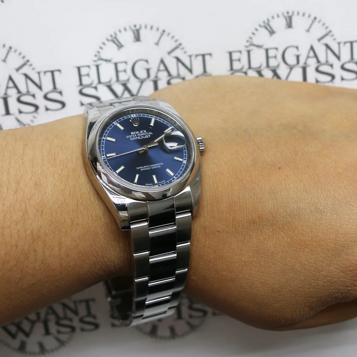 Rolex Datejust Blue Index Dial 36MM Smooth Domed Bezel Stainless Steel Automatic Oyster Mens Watch 116200 w/Box&Papers - Image 2