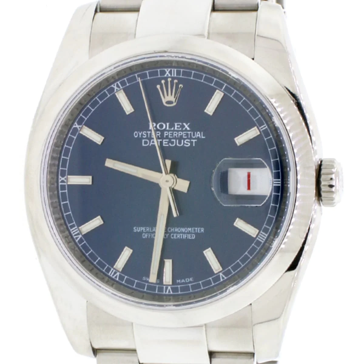 Rolex Datejust Blue Index Dial 36MM Smooth Domed Bezel Stainless Steel Automatic Oyster Mens Watch 116200 w/Box&Papers - Image 4