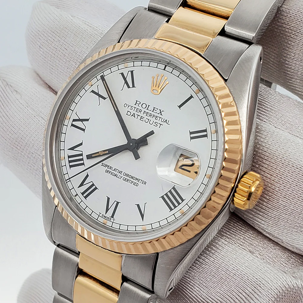 Rolex Datejust Buckley White Dial 2-Tone 36mm Oyster Watch 16013