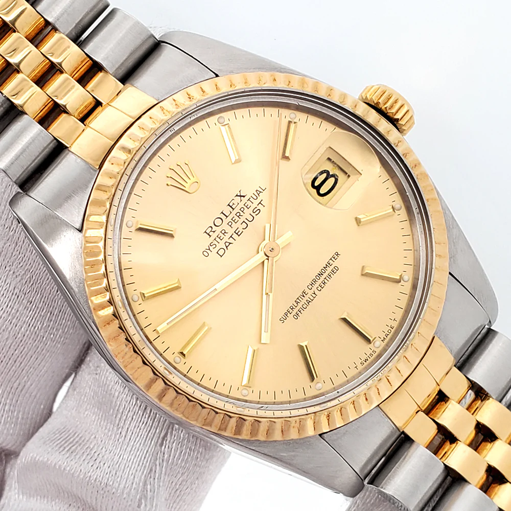 Rolex Datejust Champagne Index Dial Yellow Gold/Steel 36mm Watch 16013 Box/Apr - Image 2