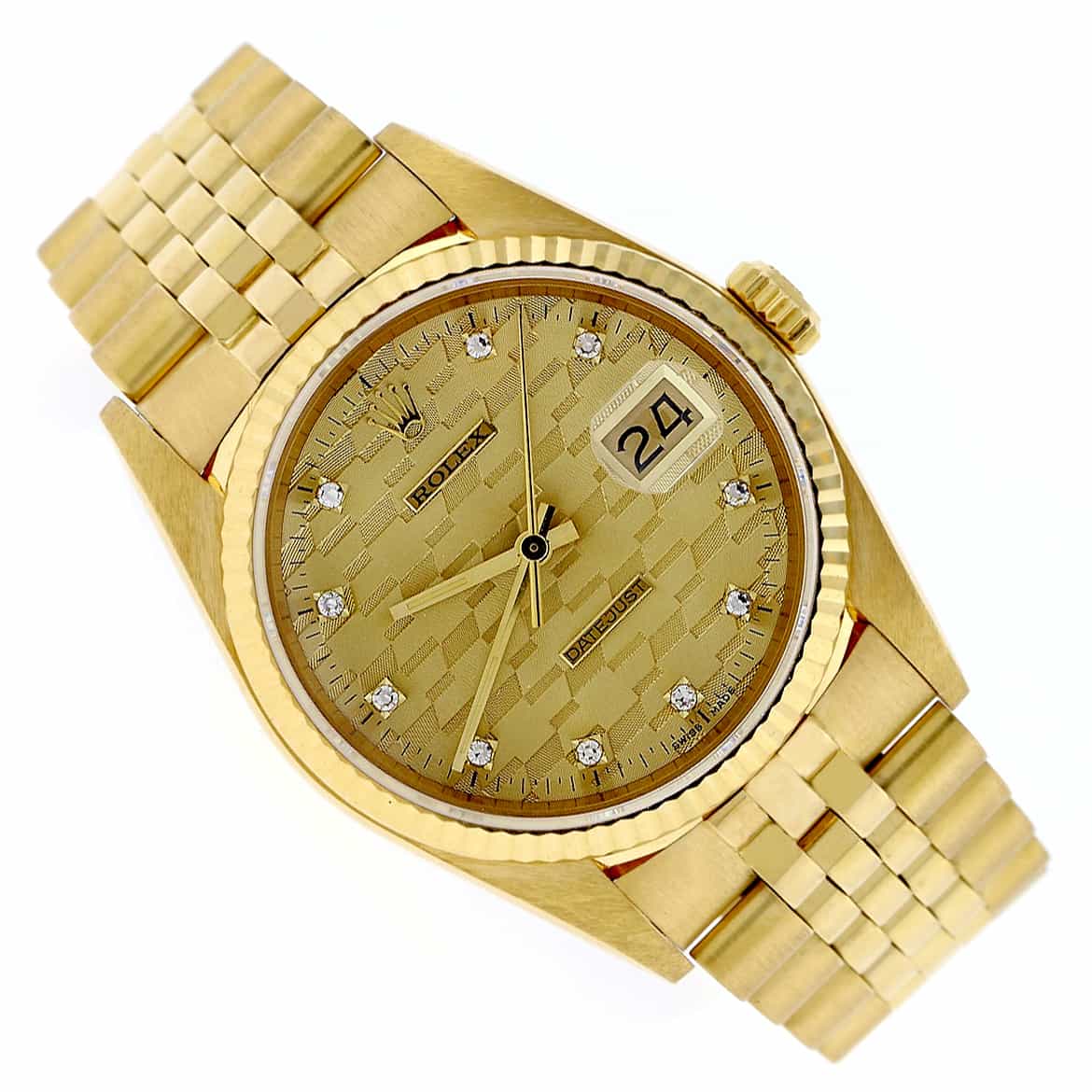 Rolex Datejust Chevrolet Award Diamond Dial 18K Yellow Gold Automatic Jubilee Watch 16018 - Image 4