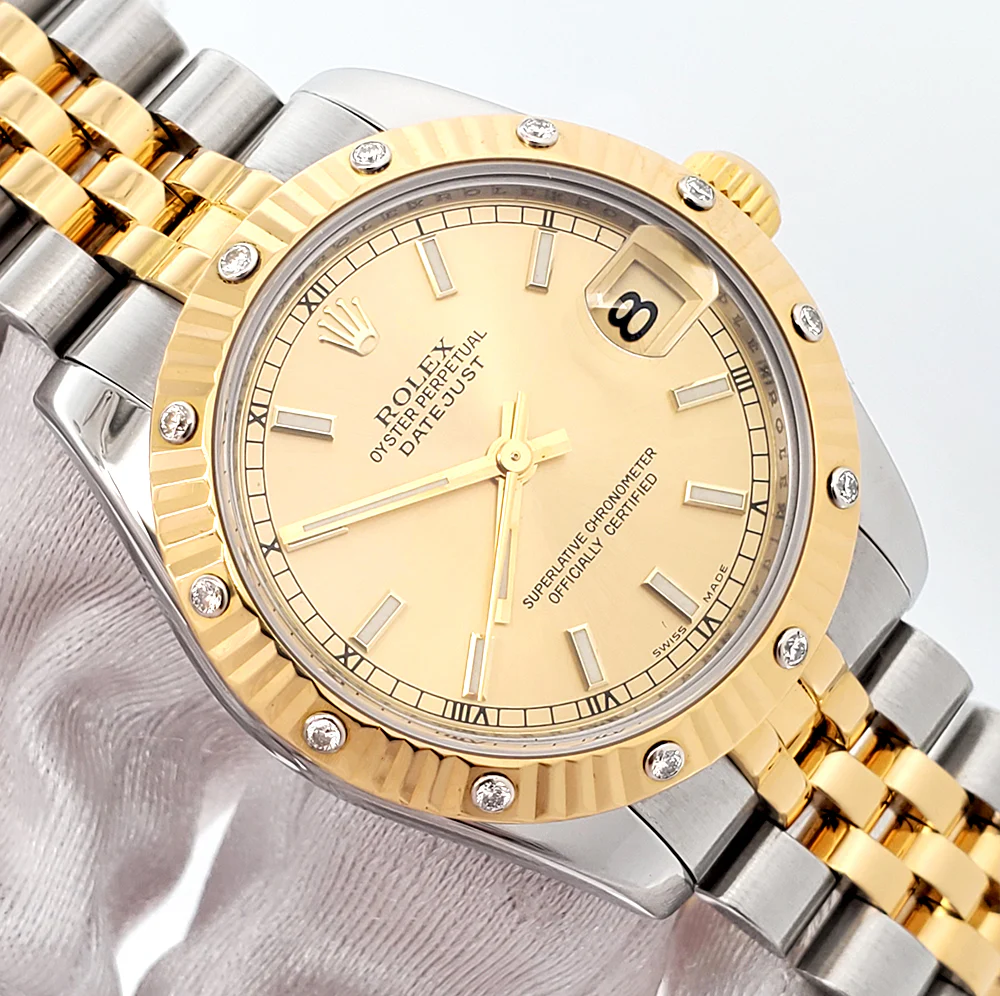 Rolex Datejust Champagne Index Dial Diamond Bezel 2-Tone Yellow Gold/Steel Watch 178313 - Image 2