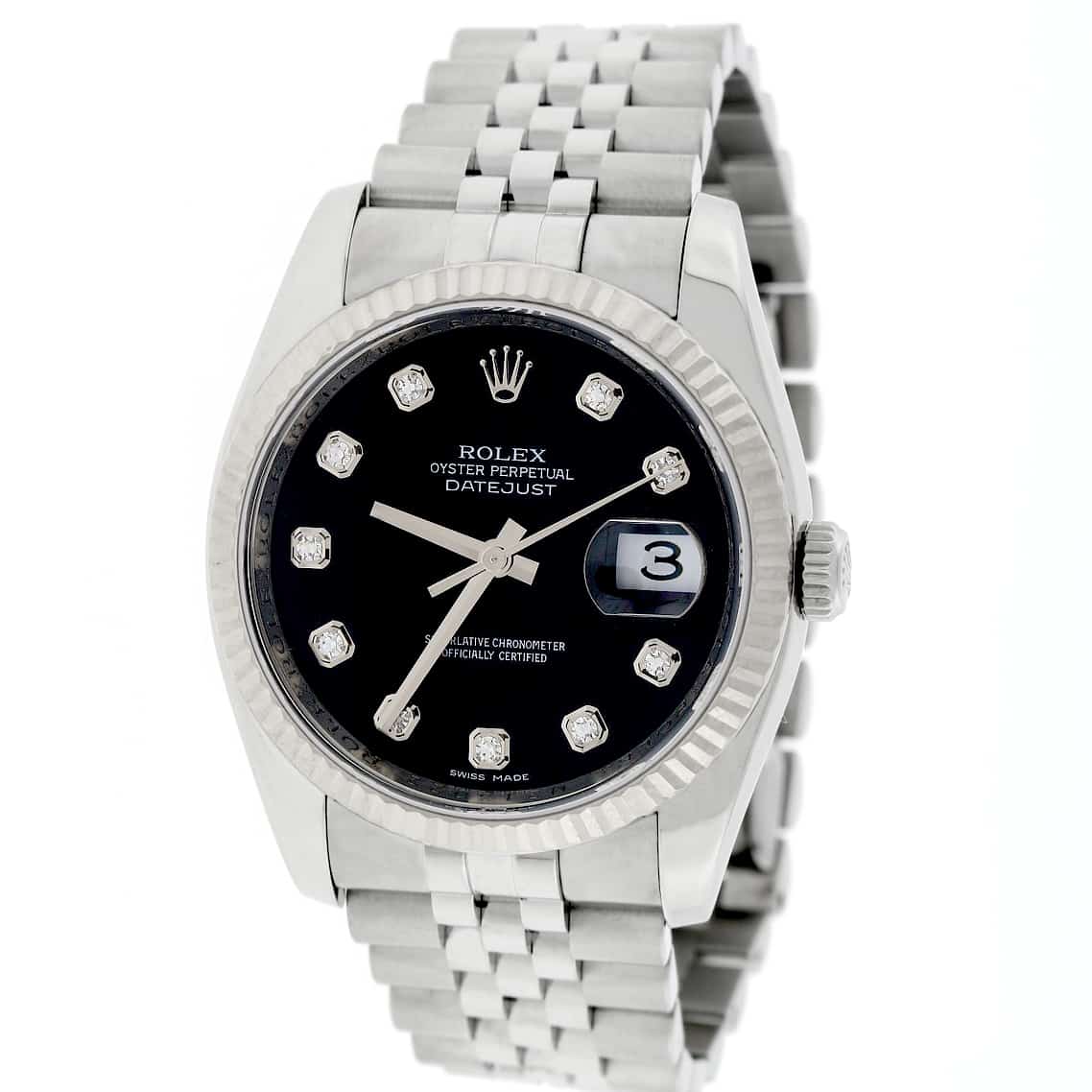 Rolex Datejust Diamond Dial 36MM Automatic Stainless Steel Jubilee Watch 116234