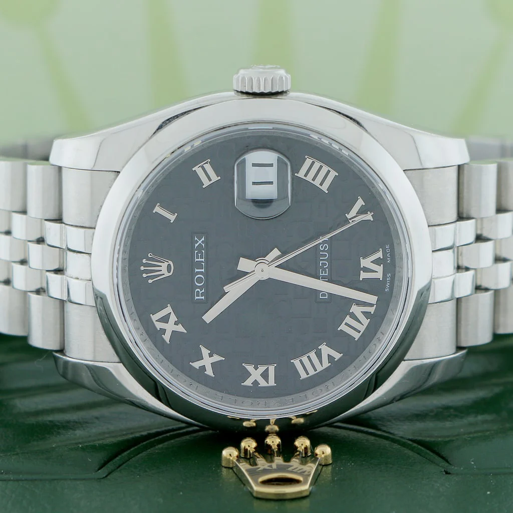 Rolex Datejust Factory Black Jubilee Roman Dial 36MM Automatic Stainless Steel Mens Watch 116200 - Image 2
