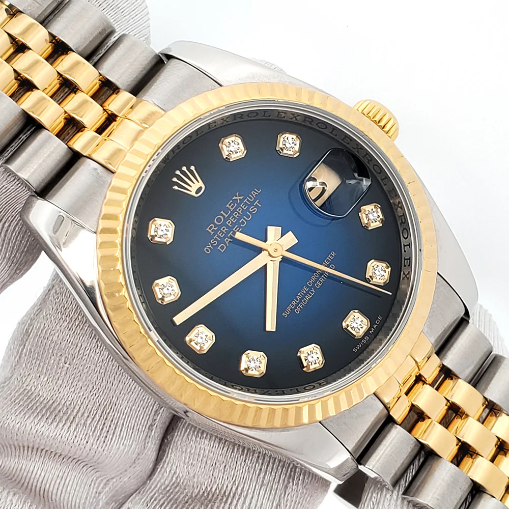 Rolex Datejust Factory Blue Vignette Diamond Dial 2-tone Yellow Gold/Steel Jubilee 36mm Watch 116233 Box/Apr - Image 2