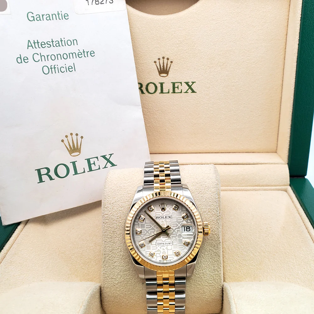 Rolex Datejust Factory Diamond Silver Jubilee Dial 2-tone Yellow Gold/Steel 31mm Watch 178273 Box Papers - Image 4