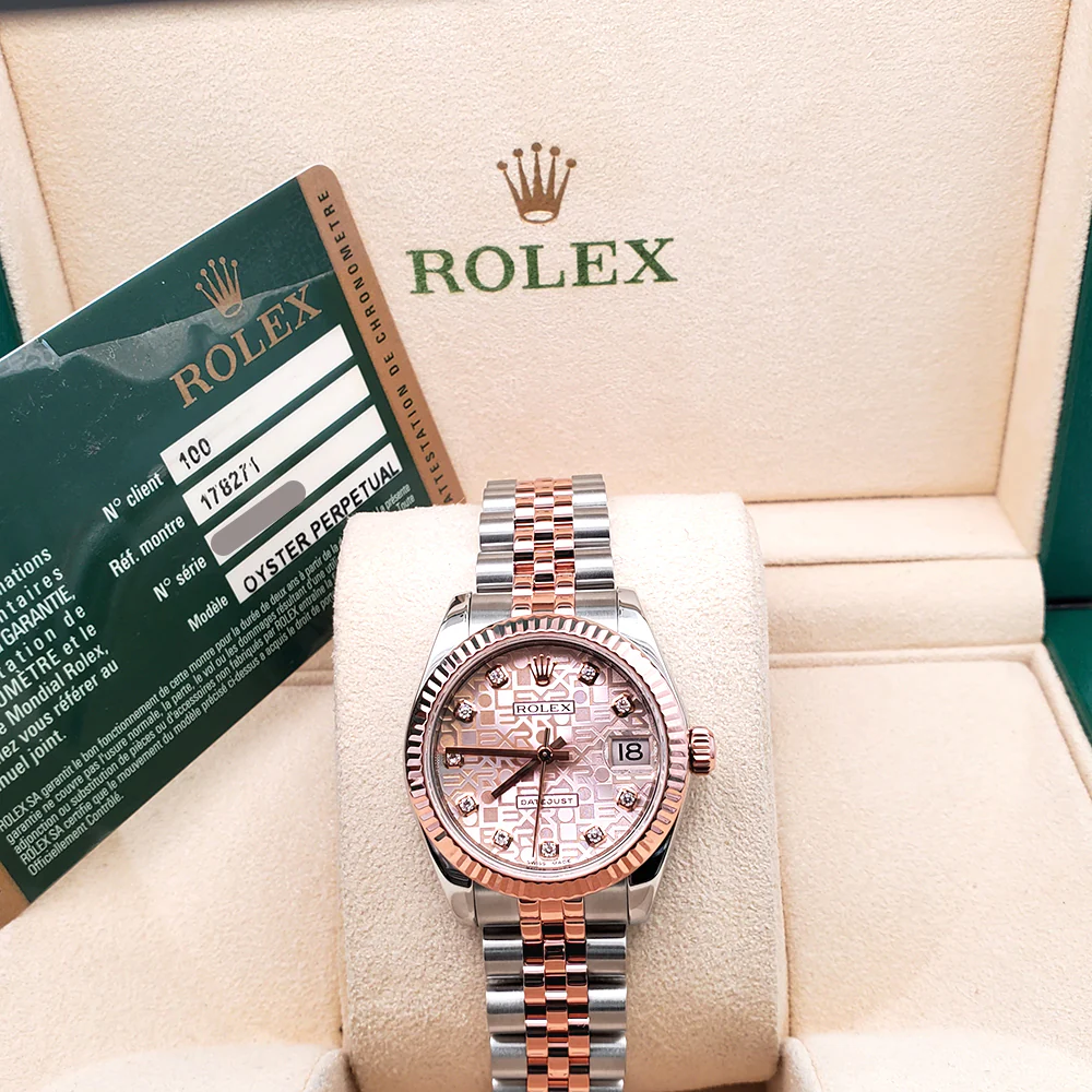 Rolex Datejust Factory Jubilee Diamond Dial 2-Tone Rose Gold/Steel 31mm Jubilee Watch 178271 Box Papers - Image 4