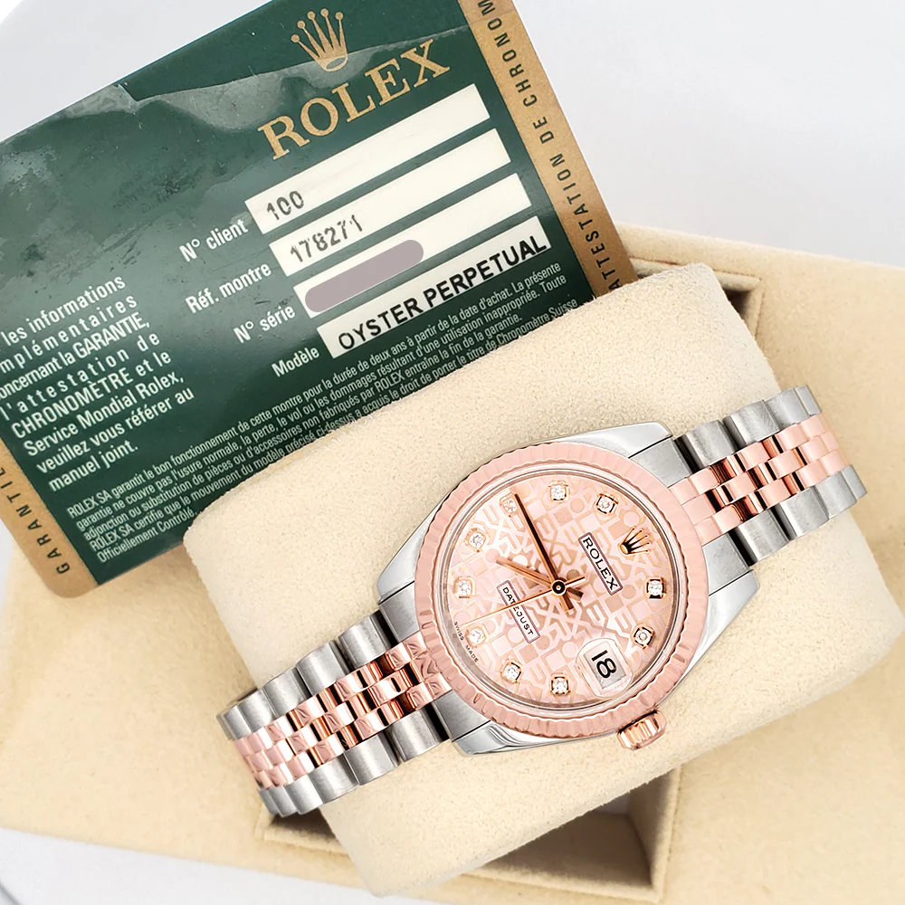 Rolex Datejust Factory Jubilee Diamond Dial 2-Tone Rose Gold/Steel 31mm Jubilee Watch 178271 Box Papers - Image 5