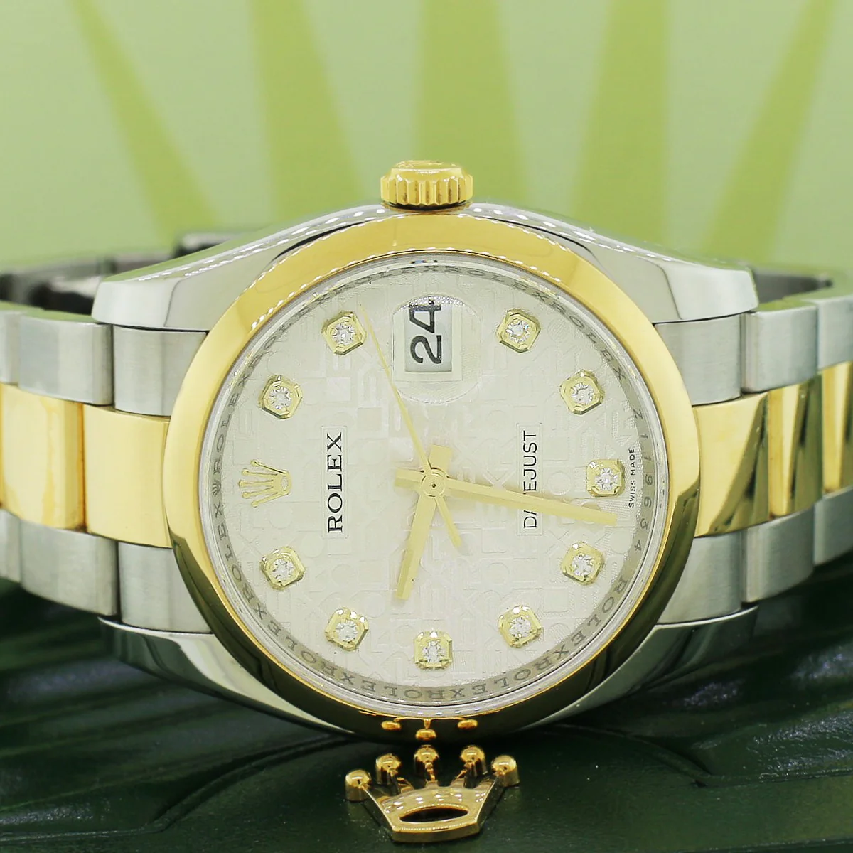 Rolex Datejust Factory Silver Diamond Dial 2-Tone Oyster 36mm Watch 116203 - Image 2