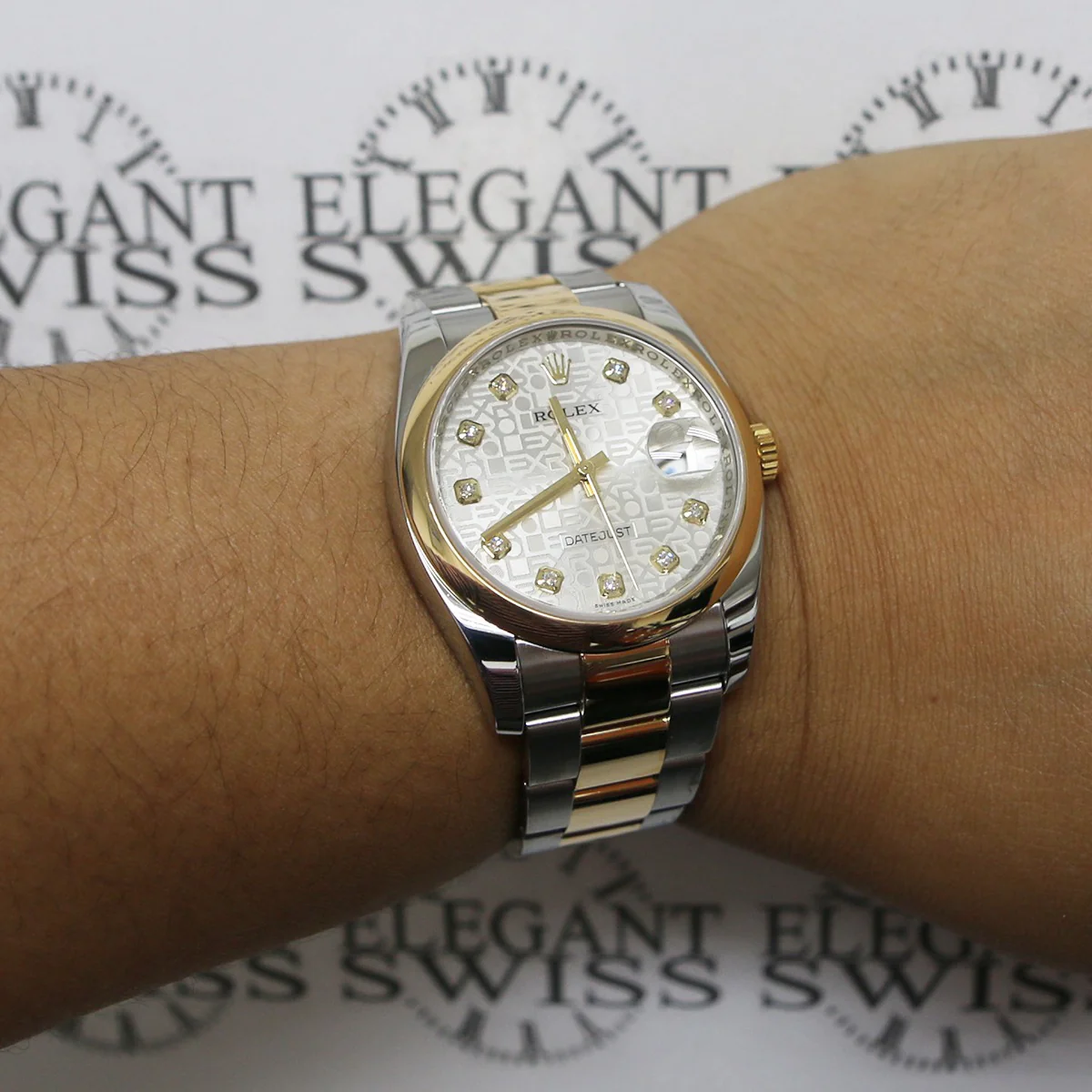 Rolex Datejust Factory Silver Diamond Dial 2-Tone Oyster 36mm Watch 116203 - Image 3