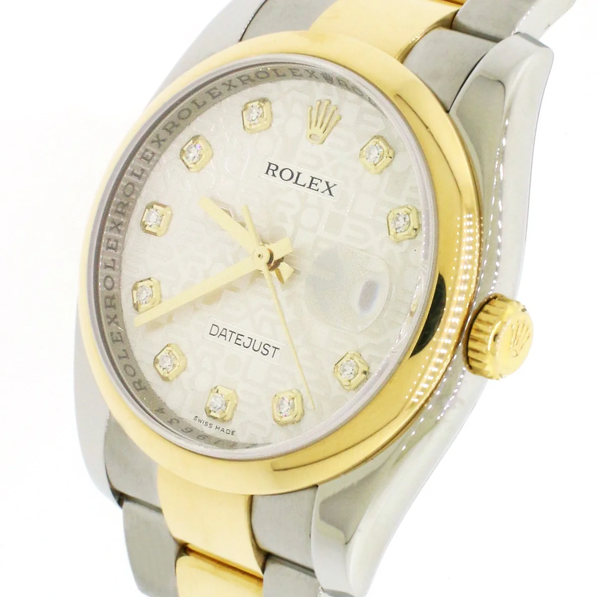 Rolex Datejust Factory Silver Diamond Dial 2-Tone Oyster 36mm Watch 116203 - Image 7