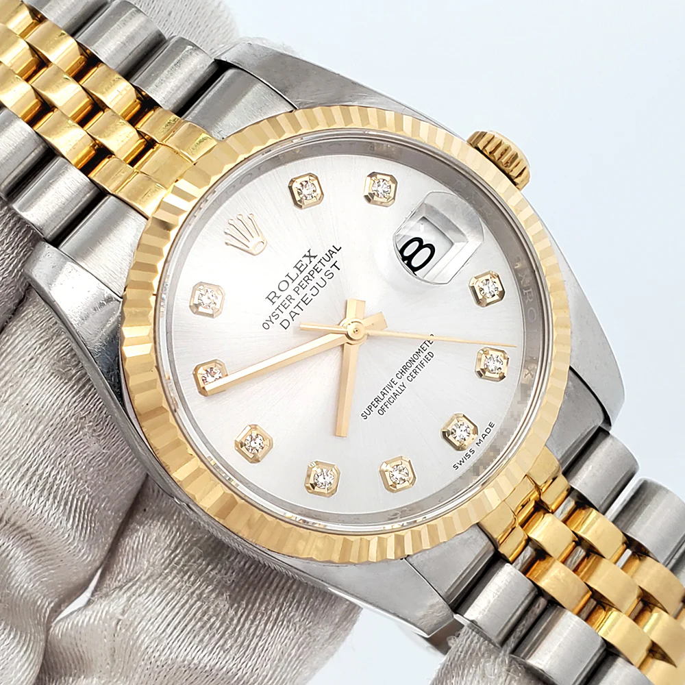 Rolex Datejust Factory Silver Diamond Dial 2-tone Yellow Gold/Steel Jubilee 36mm Watch 116233 - Image 2