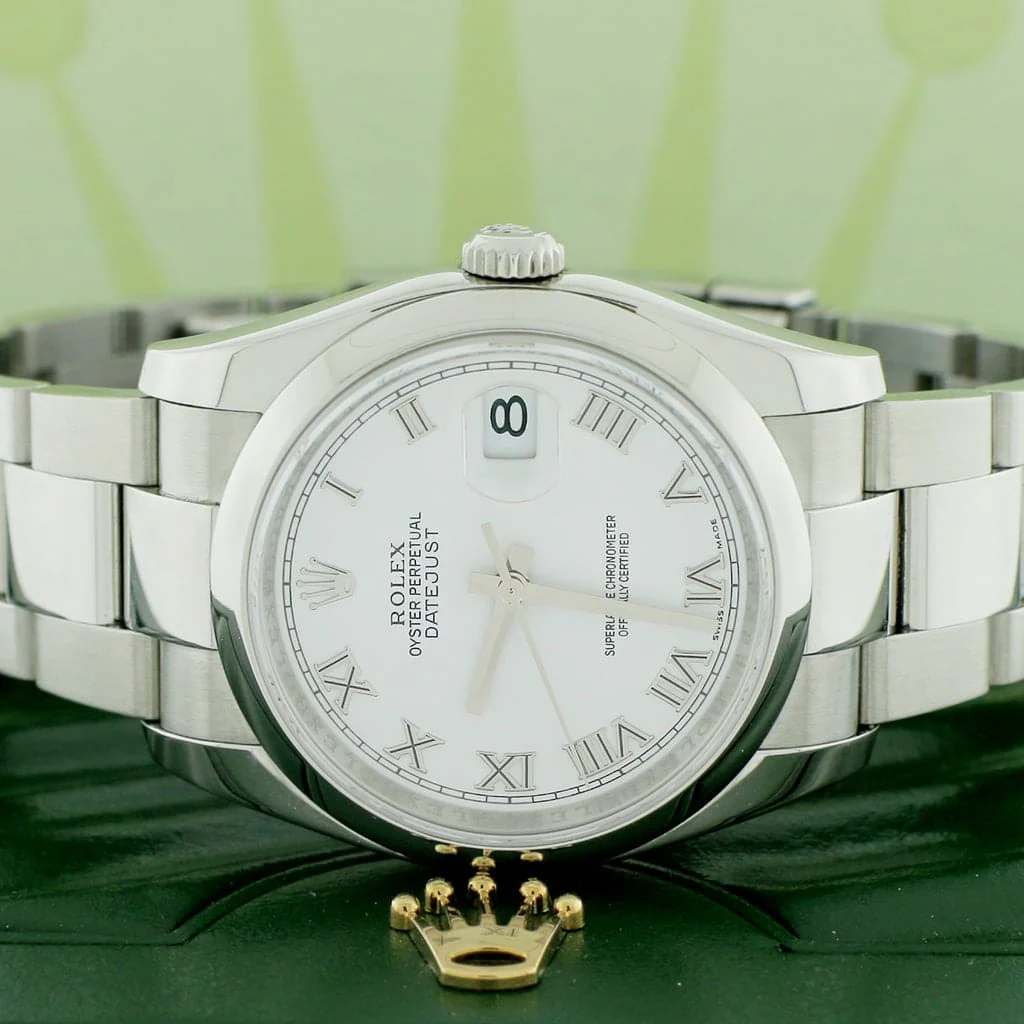 Rolex Datejust Factory White Roman Dial 36MM Automatic Stainless Steel Mens Oyster Watch 116200 - Image 2