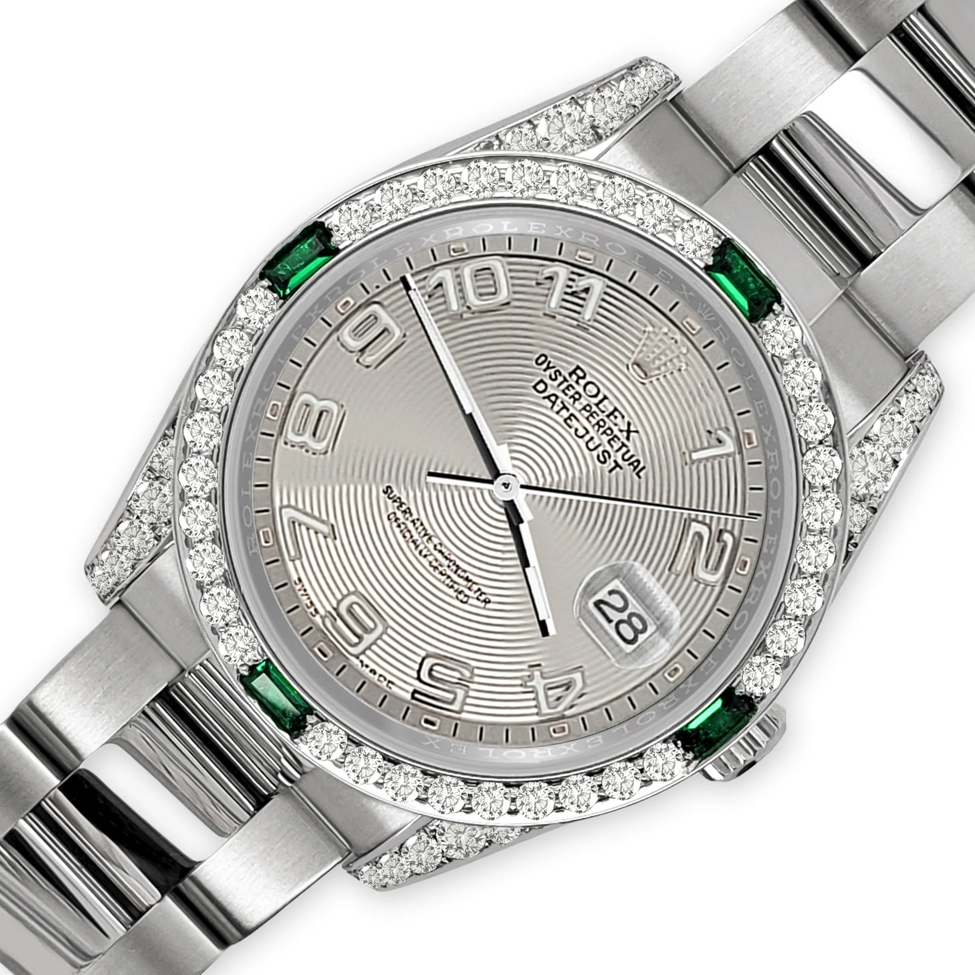 Rolex Datejust Grey Concentric Dial 36mm 2.5ct Diamond Bezel 116200 Steel Watch