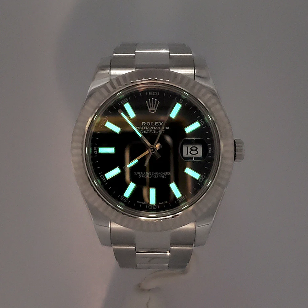 Rolex Datejust II 116334 Black Index Dial White Gold Fluted Bezel Steel 41mm Watch Box Papers - Image 8