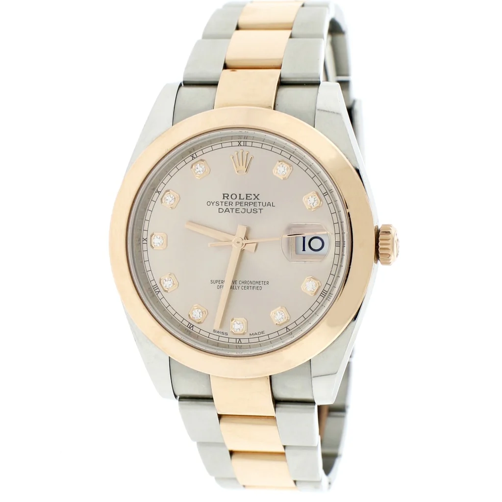 Rolex Datejust II 2-Tone 18K Everose Gold/Stainless Steel 41mm Sundust Diamond Dial Automatic Mens Oyster Watch 126301