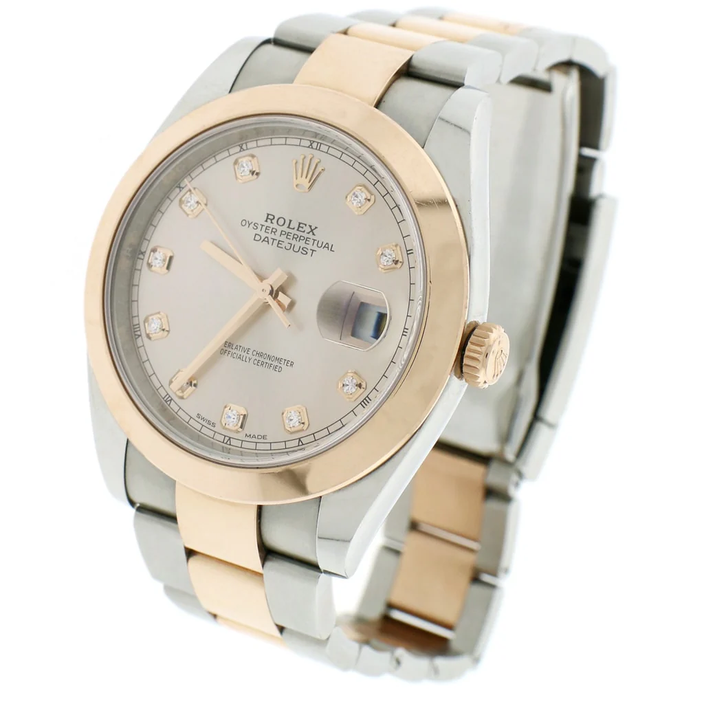 Rolex Datejust II 2-Tone 18K Everose Gold/Stainless Steel 41mm Sundust Diamond Dial Automatic Mens Oyster Watch 126301 - Image 4