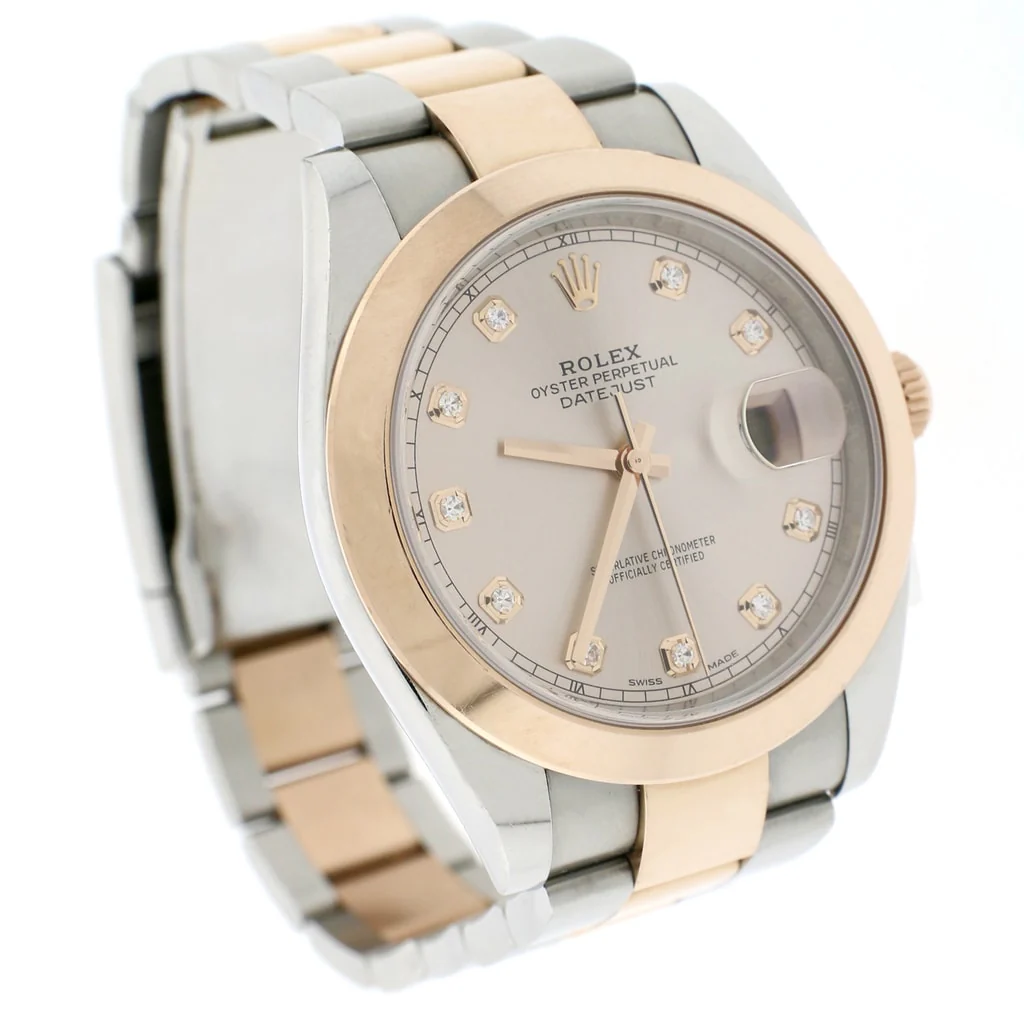 Rolex Datejust II 2-Tone 18K Everose Gold/Stainless Steel 41mm Sundust Diamond Dial Automatic Mens Oyster Watch 126301 - Image 5