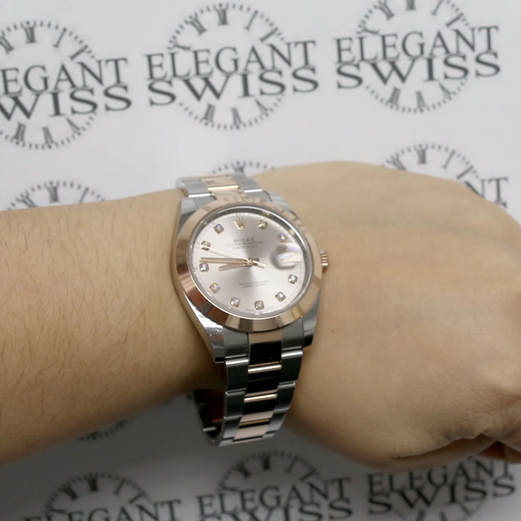 Rolex Datejust II 2-Tone 18K Everose Gold/Stainless Steel 41mm Sundust Diamond Dial Automatic Mens Oyster Watch 126301 - Image 7