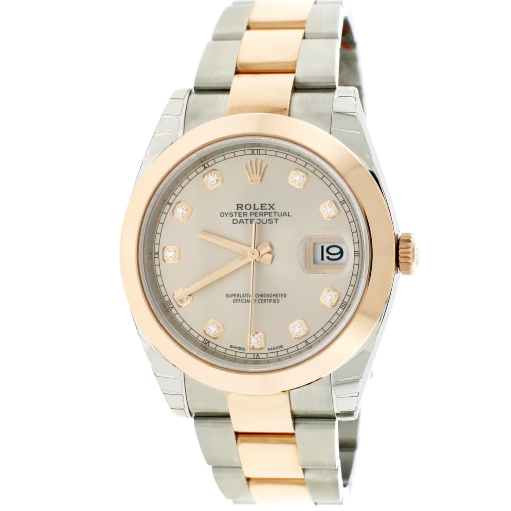 Rolex Datejust II 2-Tone 18K Everose Gold/Stainless Steel 41mm Sundust Factory Diamond Dial Automatic Mens Oyster Watch 126301