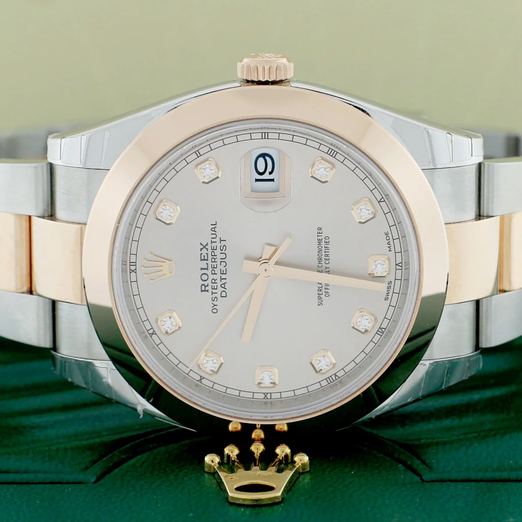 Rolex Datejust II 2-Tone 18K Everose Gold/Stainless Steel 41mm Sundust Factory Diamond Dial Automatic Mens Oyster Watch 126301 - Image 2