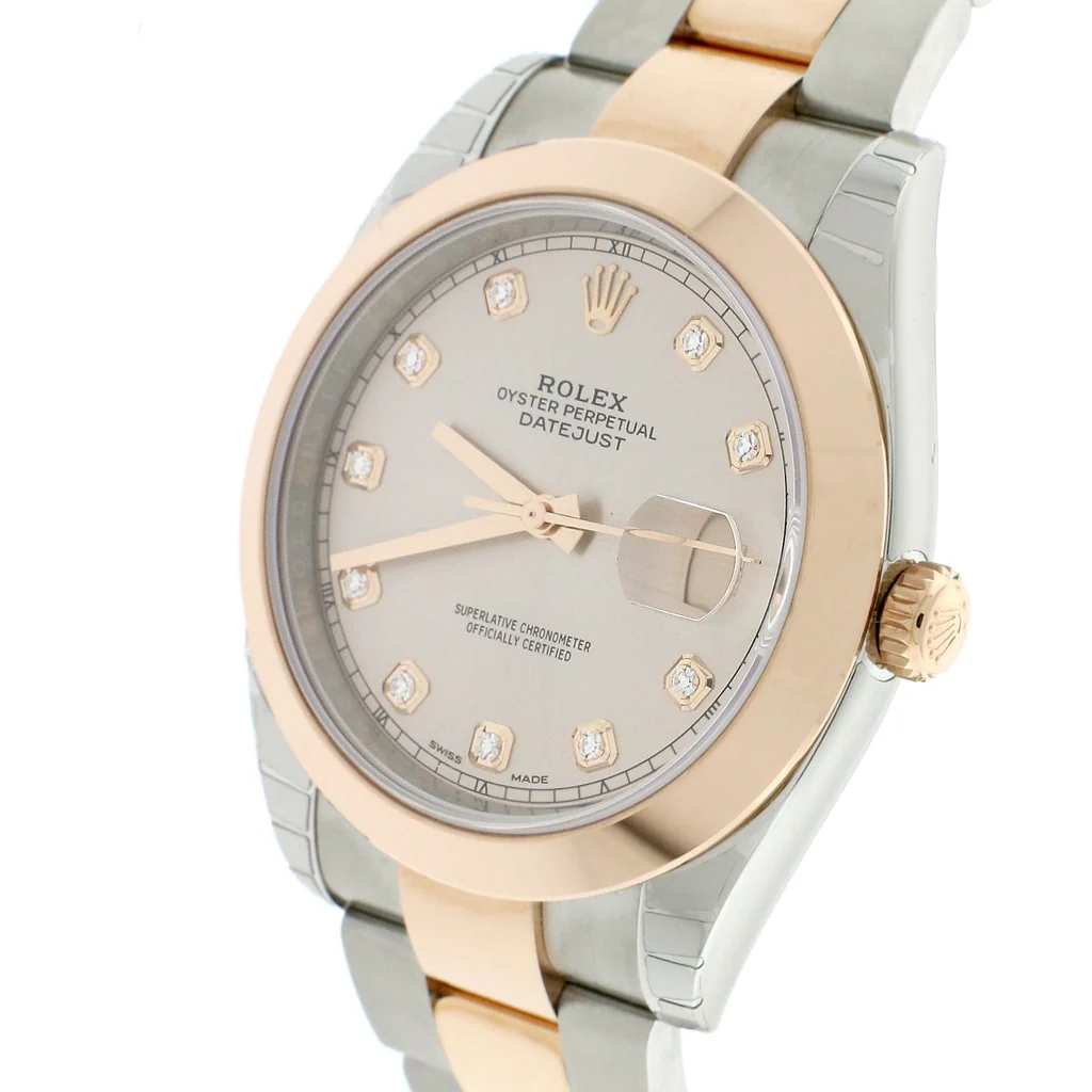 Rolex Datejust II 2-Tone 18K Everose Gold/Stainless Steel 41mm Sundust Factory Diamond Dial Automatic Mens Oyster Watch 126301 - Image 5