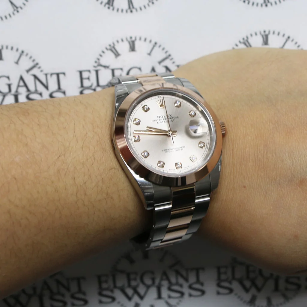 Rolex Datejust II 2-Tone 18K Everose Gold/Stainless Steel 41mm Sundust Factory Diamond Dial Automatic Mens Oyster Watch 126301 - Image 6