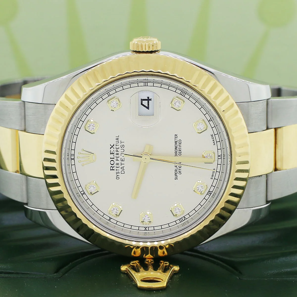 Rolex Datejust II 2-Tone 18K Yellow Gold/SS Factory Cream Diamond Dial 41MM Mens Oyster Watch 116333 - Image 3