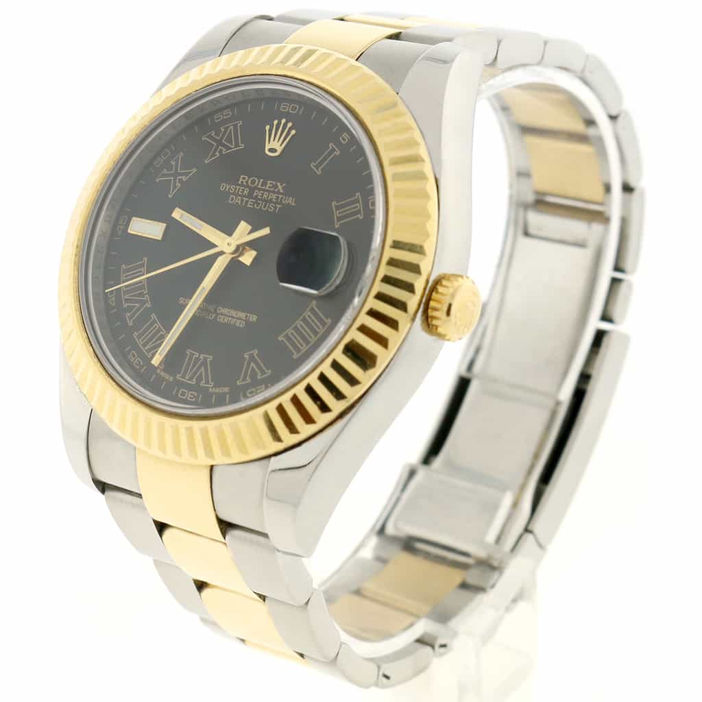 Rolex Datejust II 2-Tone 18K Yellow Gold & Stainless Steel 41MM Black Roman Dial Mens Oyster Watch 116333 - Image 5