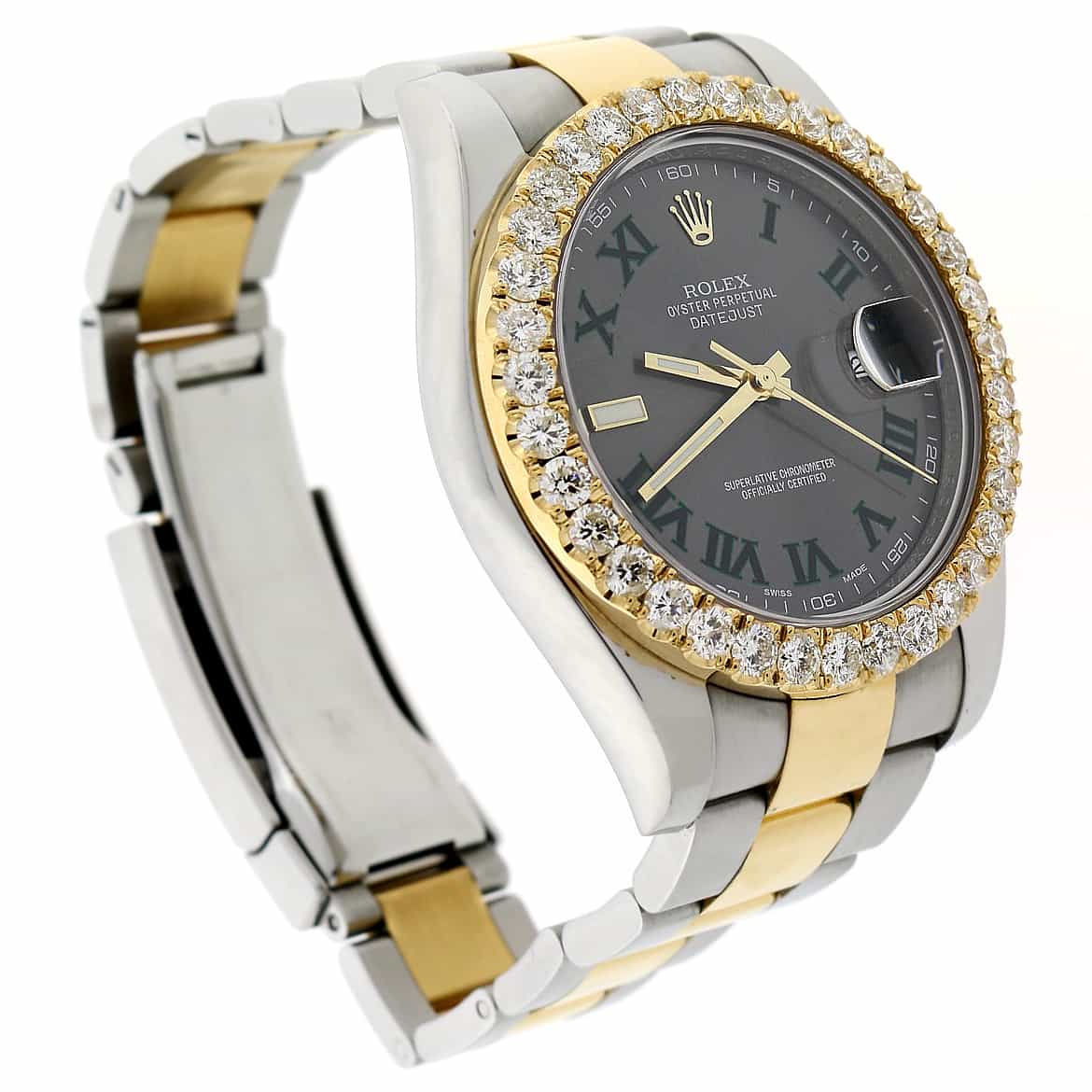 Rolex Datejust II 41mm 2-Tone Factory Grey Slate Roman Dial/Custom Diamond Bezel 116333 Watch - Image 6