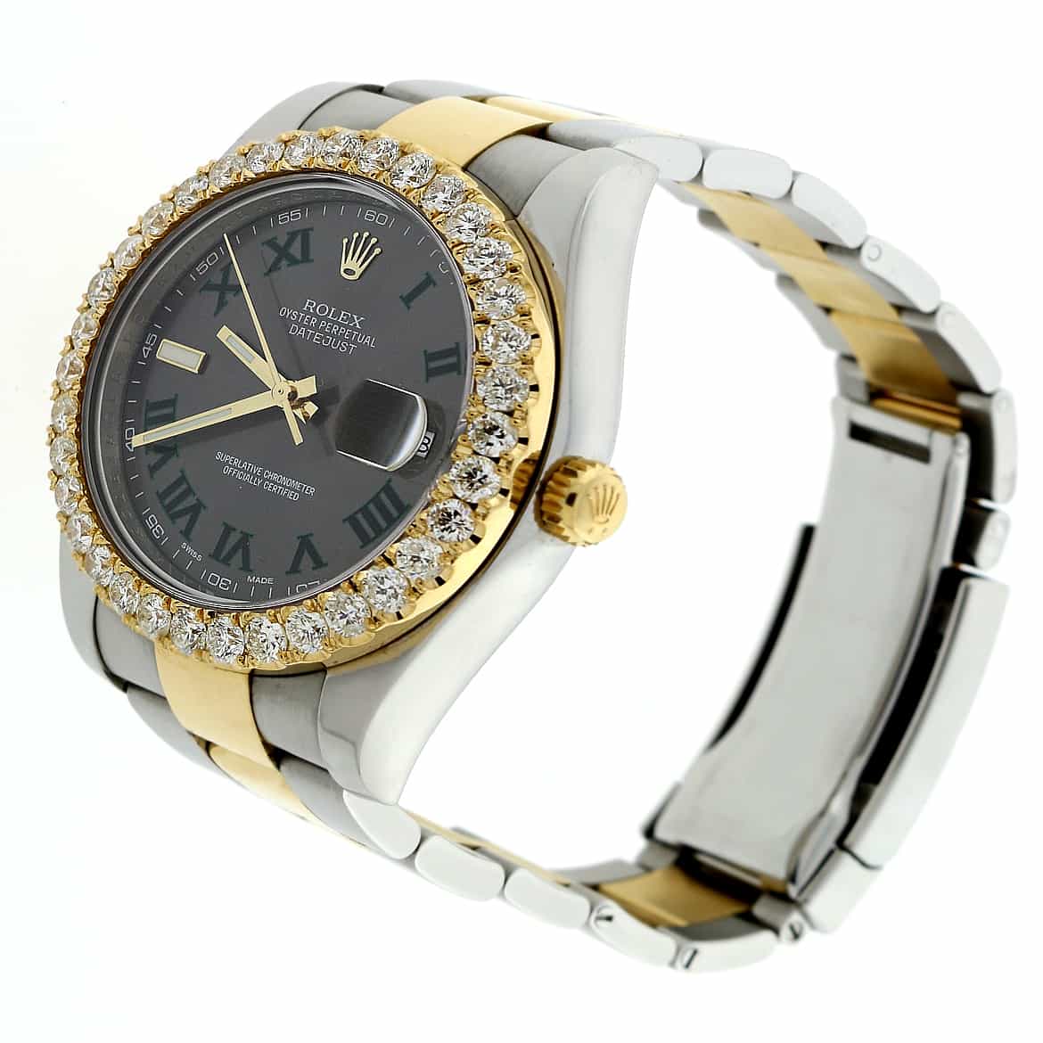 Rolex Datejust II 41mm 2-Tone Factory Grey Slate Roman Dial/Custom Diamond Bezel 116333 Watch - Image 7