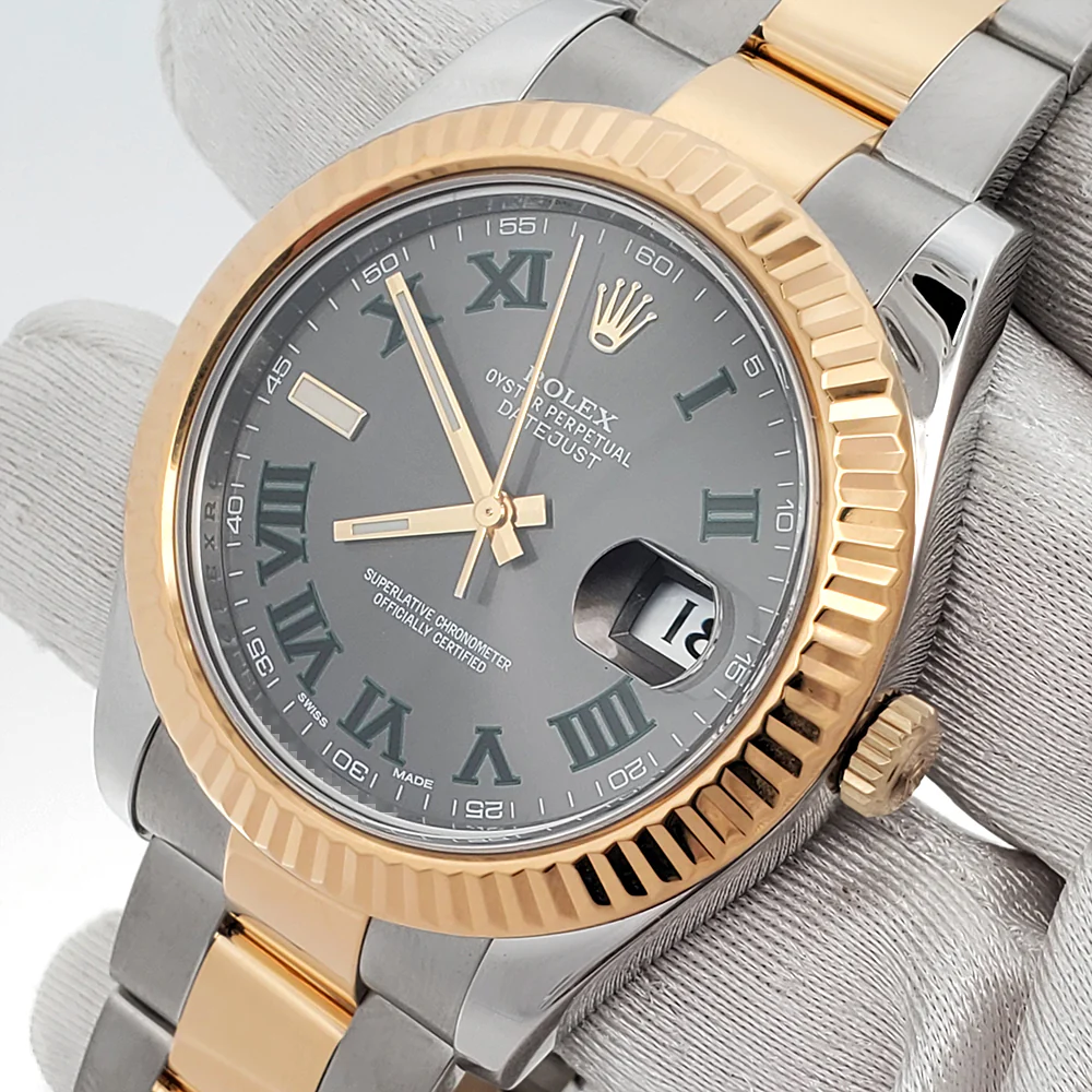 Rolex Datejust II 2-tone Yellow Gold/Steel 41mm Wimbledon Roman Dial Watch 116333 Box Papers - Image 2